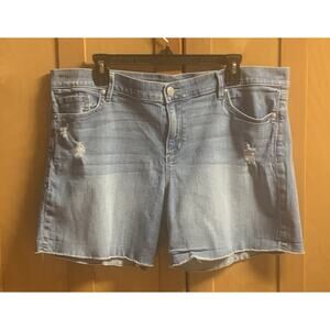 Loft Womens Size 14 Distressed Light Denim Roll Shorts